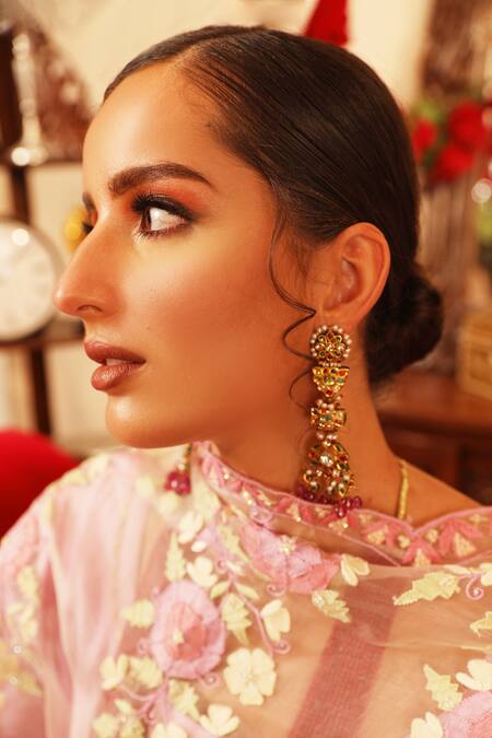 Ruh Clothing_Purple Cotton Silk, Sheer Organza Round Chikankari Embroidered Anarkali Set _at_Aza_Fashions