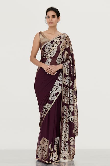 Nakul Sen Embroidered Saree with Blouse 