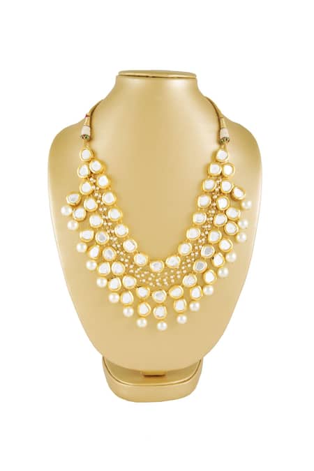 Just Shradhas Gold Plated Kundan And Pearl Layered Necklace