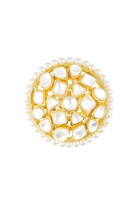 Just Shradhas_Gold Plated Pearls Kundan And Embellished Studs _Online_at_Aza_Fashions