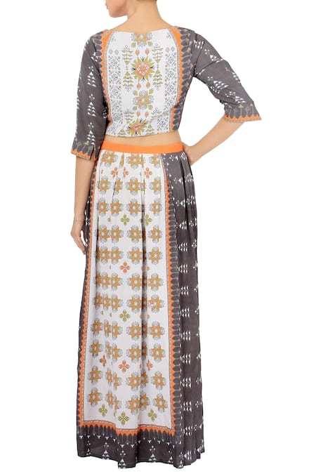 Soup By Sougat Paul Printed Crop Top & Skirt Set 