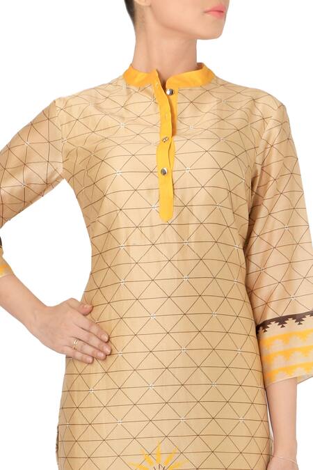 Buy Soup By Sougat Paul Beige Black And Yellow Tunic With Palazzos Online at Aza Fashions Buy_Soup By Sougat Paul_Beige Black And Yellow Tunic With Palazzos _Online_at_Aza_Fashions