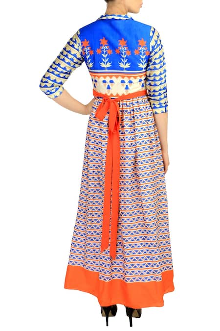 Soup By Sougat Paul Chanderi Silk Printed Maxi Dress 