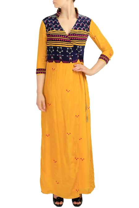 Soup by Sougat Paul Yellow Printed Overlay Jumpsuit 