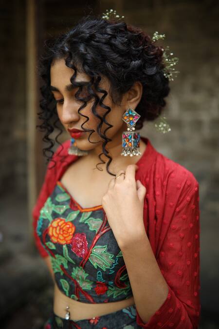 Buy_Shachi Sood_Grey Dupion Silk, Fine Chanderi Beads And Sequins Cape Embroidered Pant Set _Online_at_Aza_Fashions