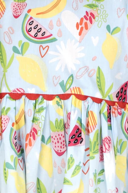 Ribbon Candy_Multi Color Cotton Cold Shoulder Printed Dress_at_Aza_Fashions