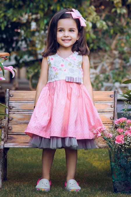 Buy Pink Organza Polka Dot Dress For Girls by Fairies Forever Online at Aza  Fashions.