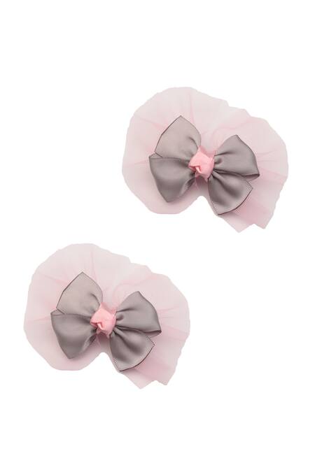 Shop_Ribbon Candy_Peach Cotton Bows Polka Dot Dress_Online_at_Aza_Fashions