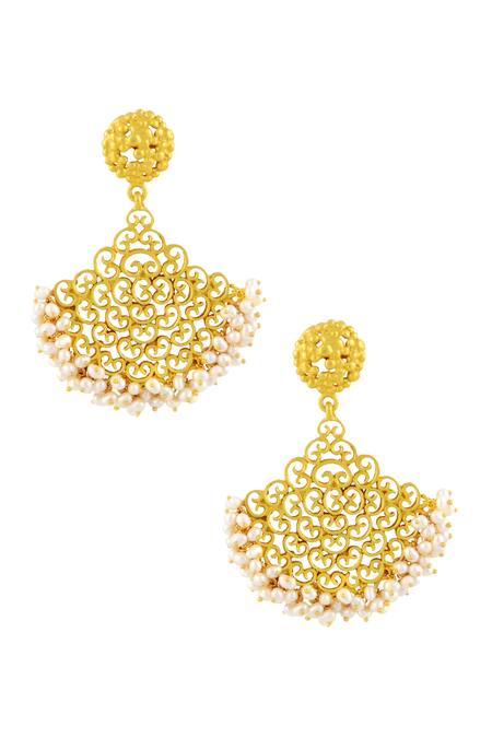 Zariin Gold Plated Beads Filigree Danglers 