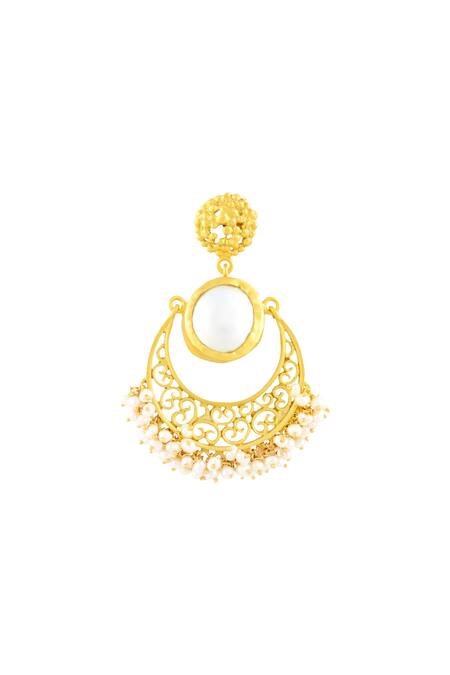 Zariin Gold Plated Pearls Stud Danglers Online at Aza Fashions Zariin_Gold Plated Pearls Stud Danglers _Online_at_Aza_Fashions