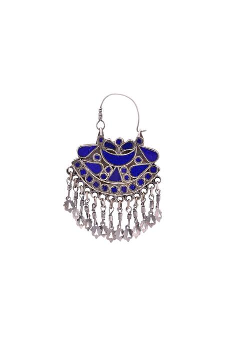 Sangeeta Boochra Silver Plated Antique And Royal Blue Danglers Online at Aza Fashions Sangeeta Boochra_Silver Plated Antique And Royal Blue Danglers _Online_at_Aza_Fashions