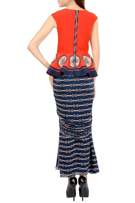 Soup By Sougat Paul Peplum Draped Saree Gown 