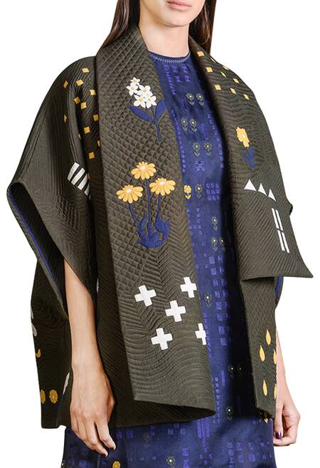 Sahil Kochhar Green Military Applique Work Jacket  