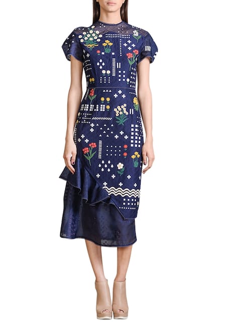 Sahil Kochhar Embroidered Midi Dress 