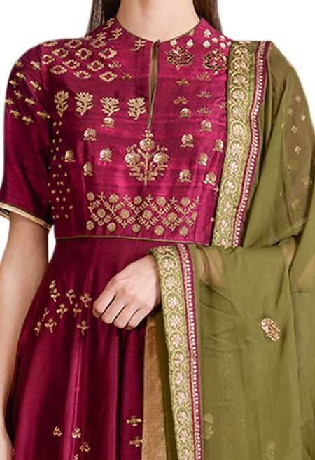 Sahil Kochhar Purple Chanderi Anarkali With Dupatta Online at Aza Fashions Sahil Kochhar_Purple Chanderi Anarkali With Dupatta _Online_at_Aza_Fashions