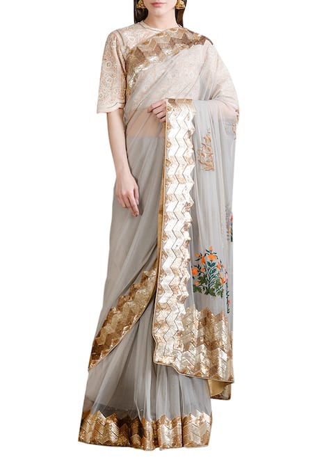 Sahil Kochhar Embroidered Saree With Blouse 