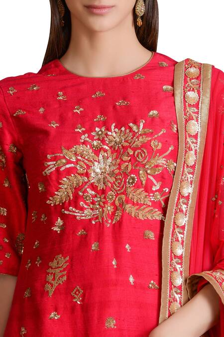 Sahil Kochhar Pink Raspberry Sequined Embroidered Kurta Set Online at Aza Fashions Sahil Kochhar_Pink Raspberry Sequined Embroidered Kurta Set _Online_at_Aza_Fashions