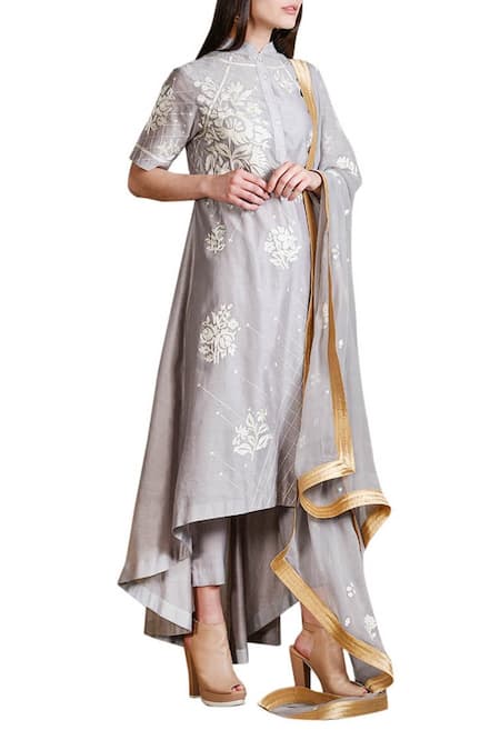 Sahil Kochhar Chanderi Asymmetrical Kurta Set 