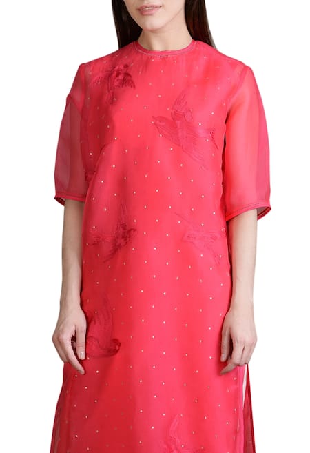 Buy_Sahil Kochhar_Pink Coral Embellished Tunic _Online_at_Aza_Fashions