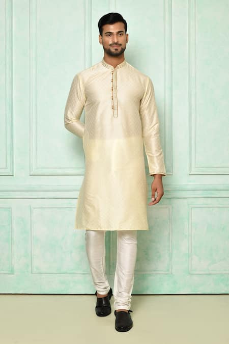 Arihant Rai Sinha Gold Silk Floral Pattern Kurta Set