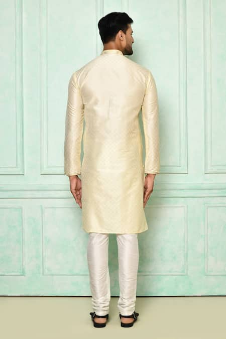 Arihant Rai Sinha Gold Silk, Cotton Embroidery Floral Pattern Kurta Set Online at Aza Fashions Arihant Rai Sinha_Gold Silk, Cotton Embroidery Floral Pattern Kurta Set _Online_at_Aza_Fashions