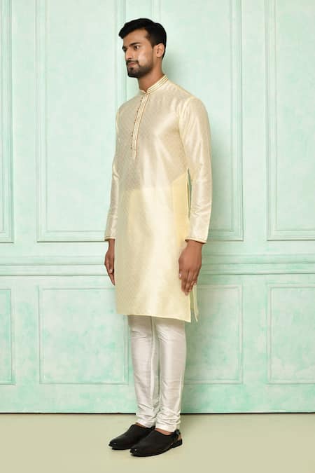 Buy Arihant Rai Sinha Gold Silk, Cotton Embroidery Floral Pattern Kurta Set Online at Aza Fashions Buy_Arihant Rai Sinha_Gold Silk, Cotton Embroidery Floral Pattern Kurta Set _Online_at_Aza_Fashions