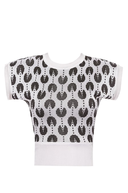 Buy_Surendri_White Chanderi Silk Printed Pacman Round Neck Saree_Online_at_Aza_Fashions