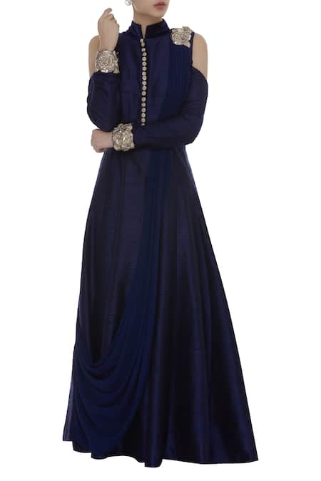 Manish Malhotra Blue Draped Embroidered Kurta Set