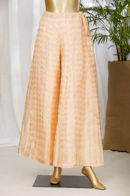 Buy_Vishwa By Pinki Sinha_Orange Woven Kurta And Pant Set_Online_at_Aza_Fashions