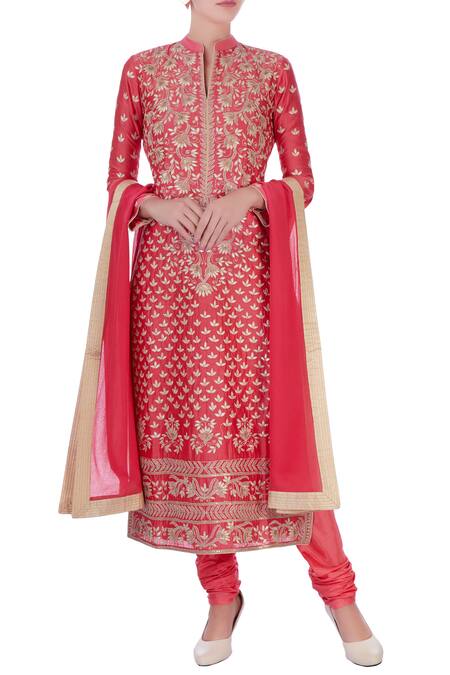 Aiman Coral Chanderi Silk Kurta Set