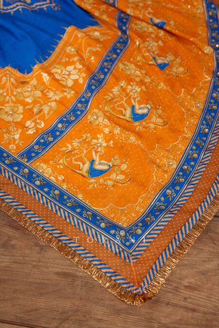 Buy_Torani_Blue Silk Embroidery Rang Shyam Zeenat Doshala_Online_at_Aza_Fashions