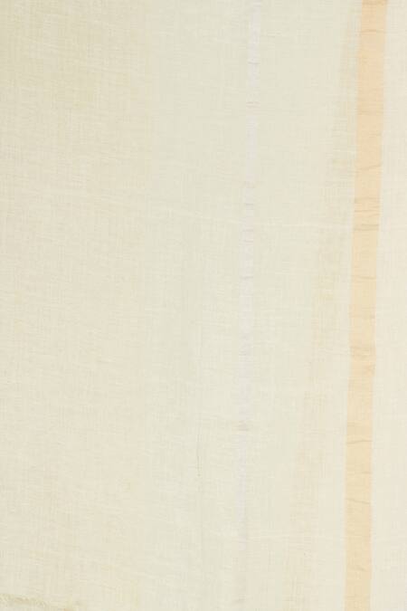 Shop_Anavila_Beige Linen Zari Vanilla Hand Woven Work Saree With Unstitched Blouse_Online_at_Aza_Fashions