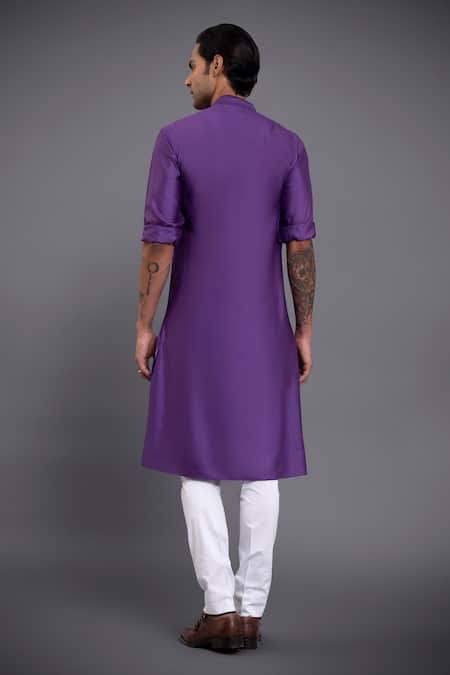 Shop Raghavendra Rathore Jodhpur Purple Silk Layered Kurta at Aza Fashions Shop_Raghavendra Rathore Jodhpur_Purple Silk Layered Kurta_at_Aza_Fashions