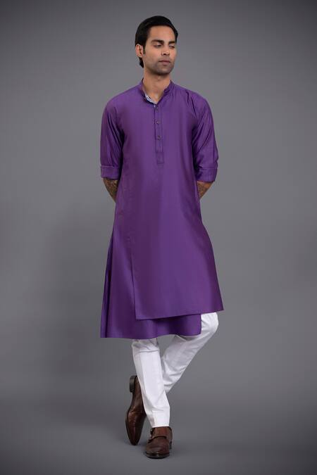 Buy Raghavendra Rathore Jodhpur Purple Silk Layered Kurta Online at Aza Fashions Buy_Raghavendra Rathore Jodhpur_Purple Silk Layered Kurta_Online_at_Aza_Fashions