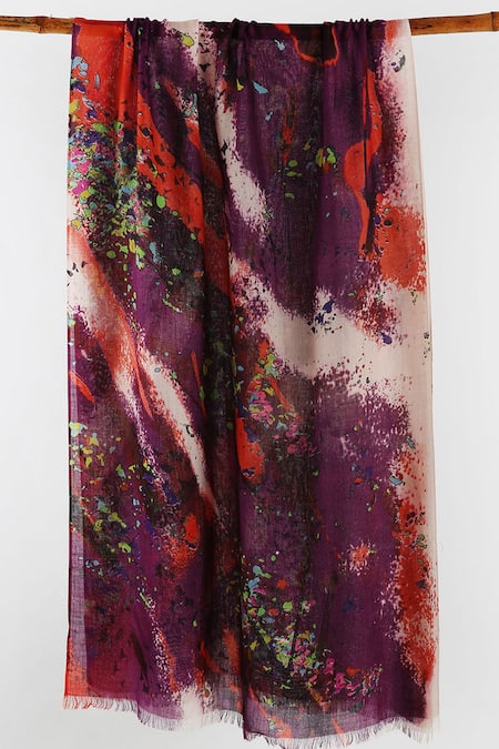 Pashma Pink Printed Silk Cashmere Scarf Online at Aza Fashions Pashma_Pink Printed Silk Cashmere Scarf _Online_at_Aza_Fashions