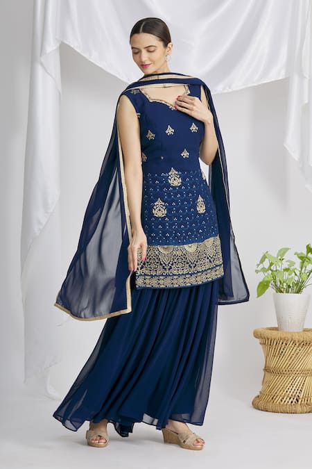 Samyukta Singhania Embroidered Kurta Sharara Set 