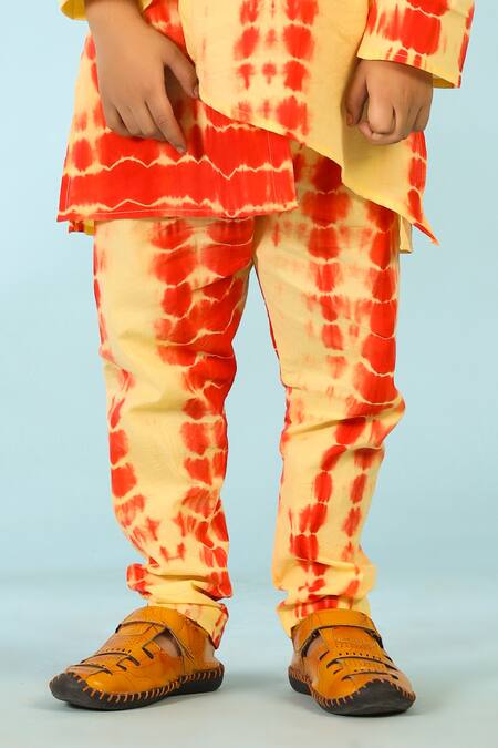 Buy_Cute Couture_Red , Satin Embroidery Shibori Bandhani Kurta Set _Online_at_Aza_Fashions