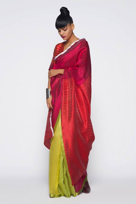 Buy_Payal Khandwala_Green Handwoven Silk Saree_Online_at_Aza_Fashions