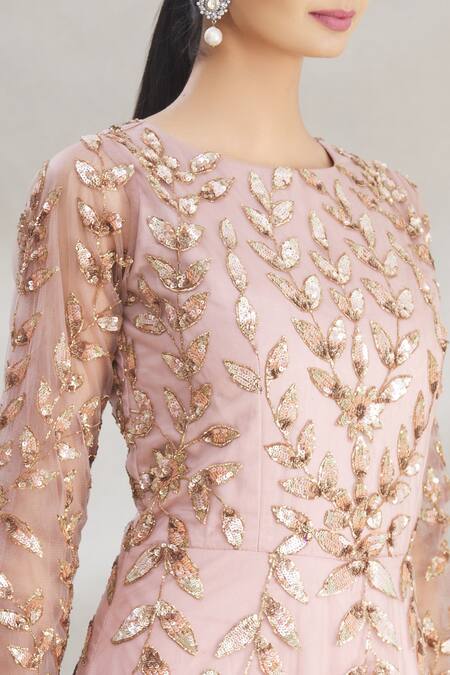 Samyukta Singhania Pink Net, Satin, Lycra Embroidery Round Neck Floral Anarkali Gown at Aza Fashions Samyukta Singhania_Pink Net, Satin, Lycra Embroidery Round Neck Floral Anarkali Gown_at_Aza_Fashions