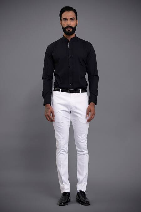 Raghavendra Rathore Jodhpur_Black Cotton Shirt_Online_at_Aza_Fashions