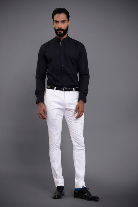 Buy_Raghavendra Rathore Jodhpur_Black Cotton Shirt_Online_at_Aza_Fashions