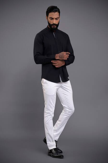 Shop_Raghavendra Rathore Jodhpur_Black Cotton Shirt_Online_at_Aza_Fashions