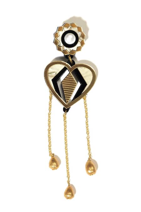 Buy_Prachi Gupta_Beige Imitation Diamonds Big Wig Shoulder Duster Drop Earrings _Online_at_Aza_Fashions