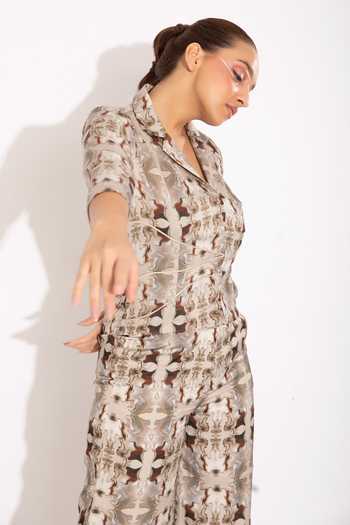 Studio Surbhi Grey Cotton, Silk Piping Collared Digital Print Shirt And Pant Set Online at Aza Fashions Studio Surbhi_Grey Cotton, Silk Piping Collared Digital Print Shirt And Pant Set _Online_at_Aza_Fashions