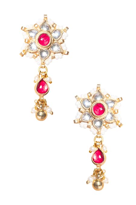 Shop_Namasya_Gold Plated Pearls, Beads, Diamonds Kundan Pendant Necklace Set _Online_at_Aza_Fashions