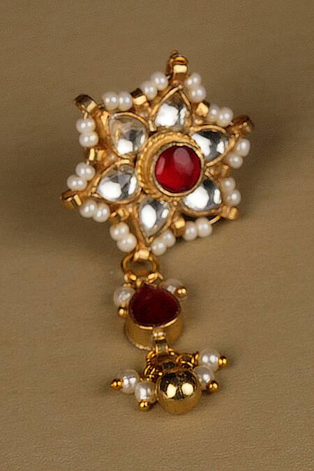 Namasya_Gold Plated Pearls, Beads, Diamonds Kundan Pendant Necklace Set _at_Aza_Fashions