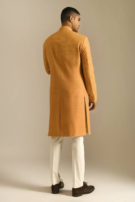 Shop Dhruv Vaish Yellow Silk Sherwani Set at Aza Fashions Shop_Dhruv Vaish_Yellow Silk Sherwani Set _at_Aza_Fashions