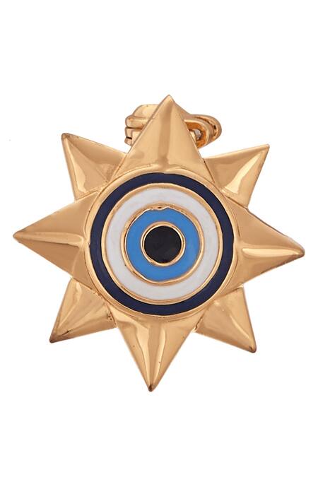 Outhouse Gold Plated Eye Promise Trinity Brooch Online at Aza Fashions Outhouse_Gold Plated Eye Promise Trinity Brooch_Online_at_Aza_Fashions