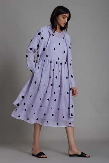 Buy_MATI_Purple Pure Linen Spade Motif Jacket Notched Teen Patti Embroidered With_Online_at_Aza_Fashions