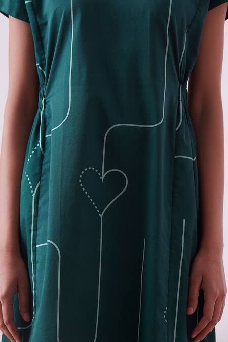 The Summer House_Green Daiena Printed Midi Dress_at_Aza_Fashions